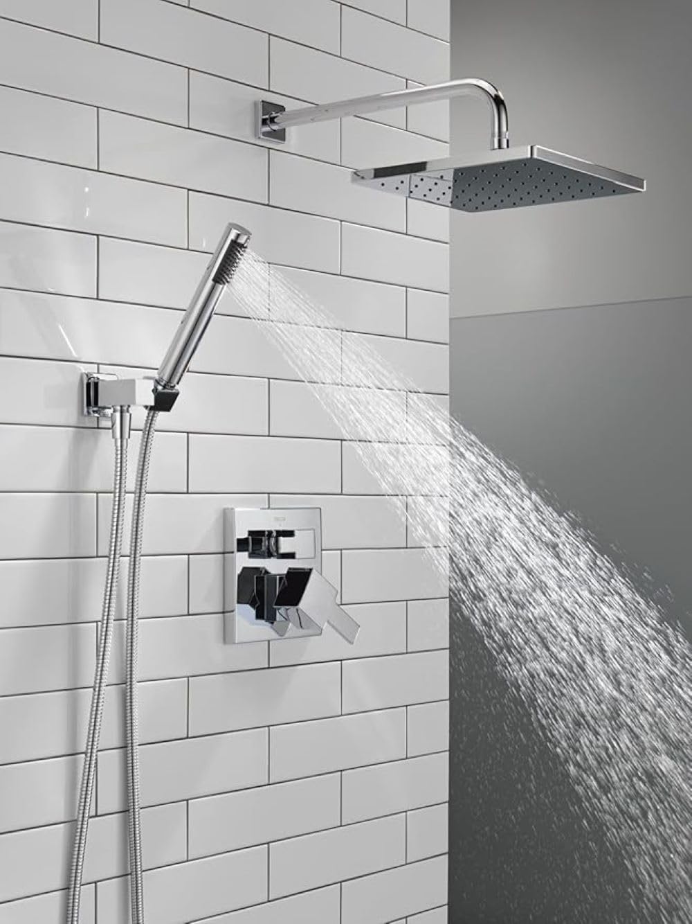 Delta Modern 14 Series Square Rain Shower System – Chrome, 10 in Rain Head & Trim