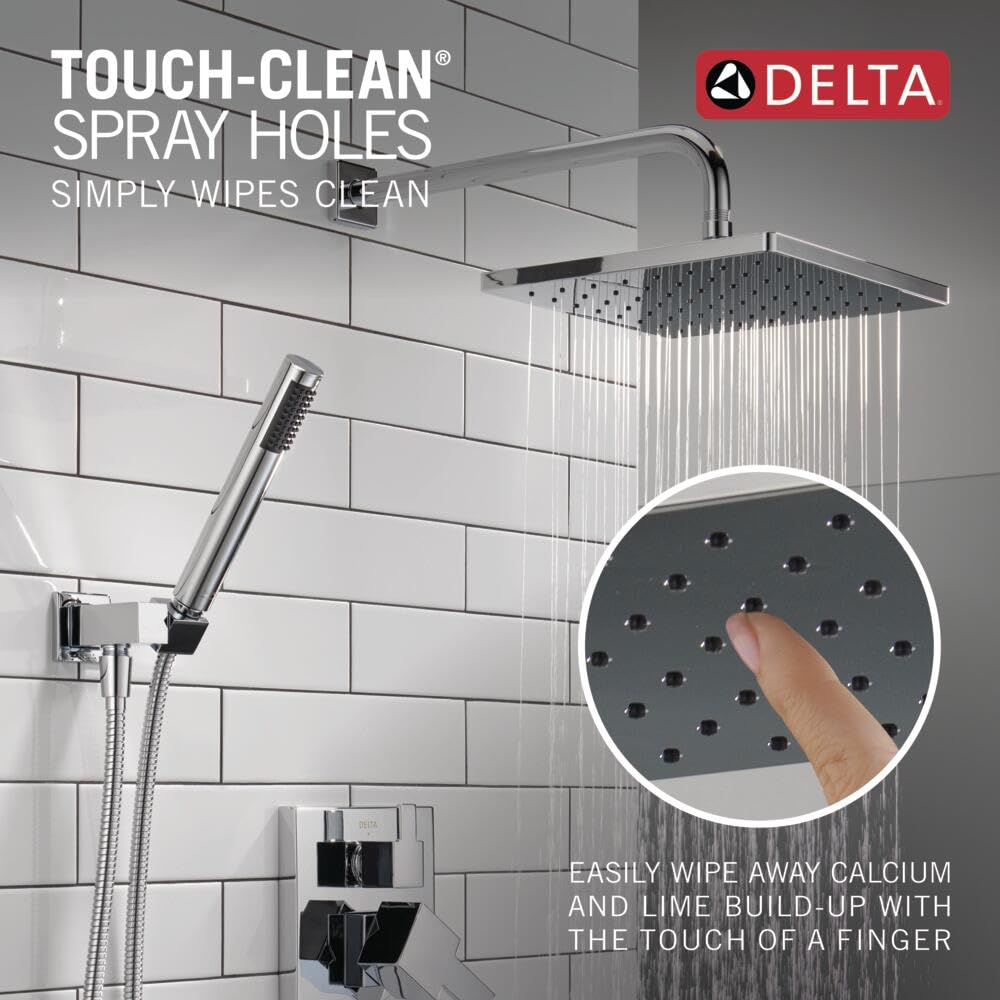 Delta Modern 14 Series Square Rain Shower System – Chrome, 10 in Rain Head & Trim