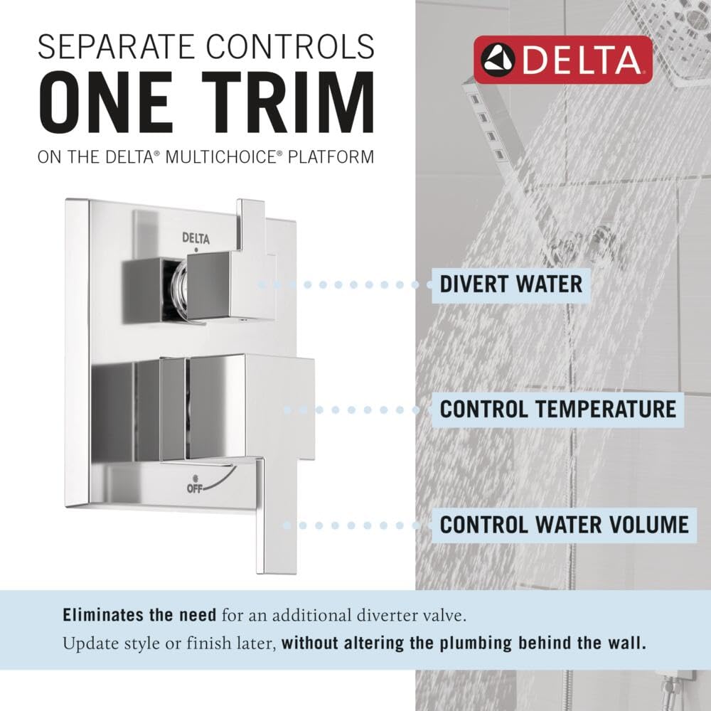 Delta Modern 14 Series Square Rain Shower System – Chrome, 10 in Rain Head & Trim