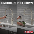 Delta Rhett Pro Style Commercial Kitchen Faucet with Pull Down Sprayer – 18829-SS-DST