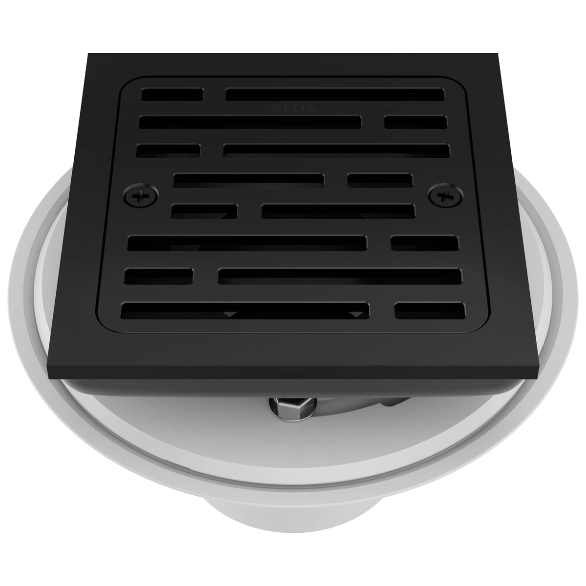 Delta 4-In Tile-In Square Shower Drain — Matte Black, Adjustable, Limited Lifetime Warranty