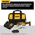 DEWALT 20V MAX XR Oscillating Tool Kit with Blades, 3-Speed, LED Light, Battery & Charger (DCS356C1)