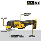 DEWALT 20V MAX XR Oscillating Tool Kit with Blades, 3-Speed, LED Light, Battery & Charger (DCS356C1)