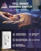 DEWENWILS Dimmer Switch – 600W Incandescent/Halogen, 150W LED/CFL, 3-Way Ready, ETL/cUL Listed, White (2-Pack)