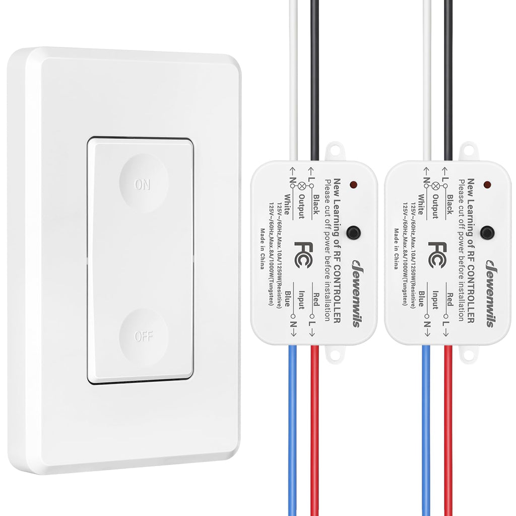 DEWENWILS Wireless Light Switch & Receiver Kit – No In-Wall Wiring, 100 ft RF Range, Programmable