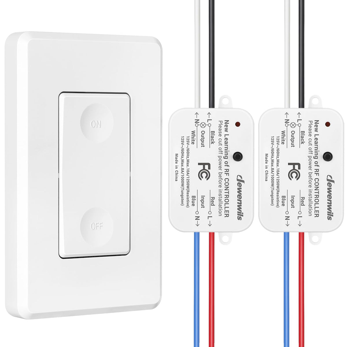 DEWENWILS Wireless Light Switch & Receiver Kit – No In-Wall Wiring, 100 ft RF Range, Programmable