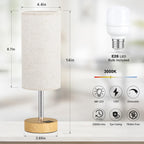 Dicoool Touch Bedside Lamp with USB — 3-Way Dimmable Wood Desk Nightstand Lamp, 14in