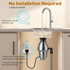 Didikit Garbage Disposal Wireless Switch Kit – Wall Mount & Remote On/Off with 5s/10s Timer, 1800W, 1HP, White