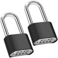 Diyife 2-Pack 2.5in Shackle Padlocks | Weatherproof, Resettable 4-Digit Combination