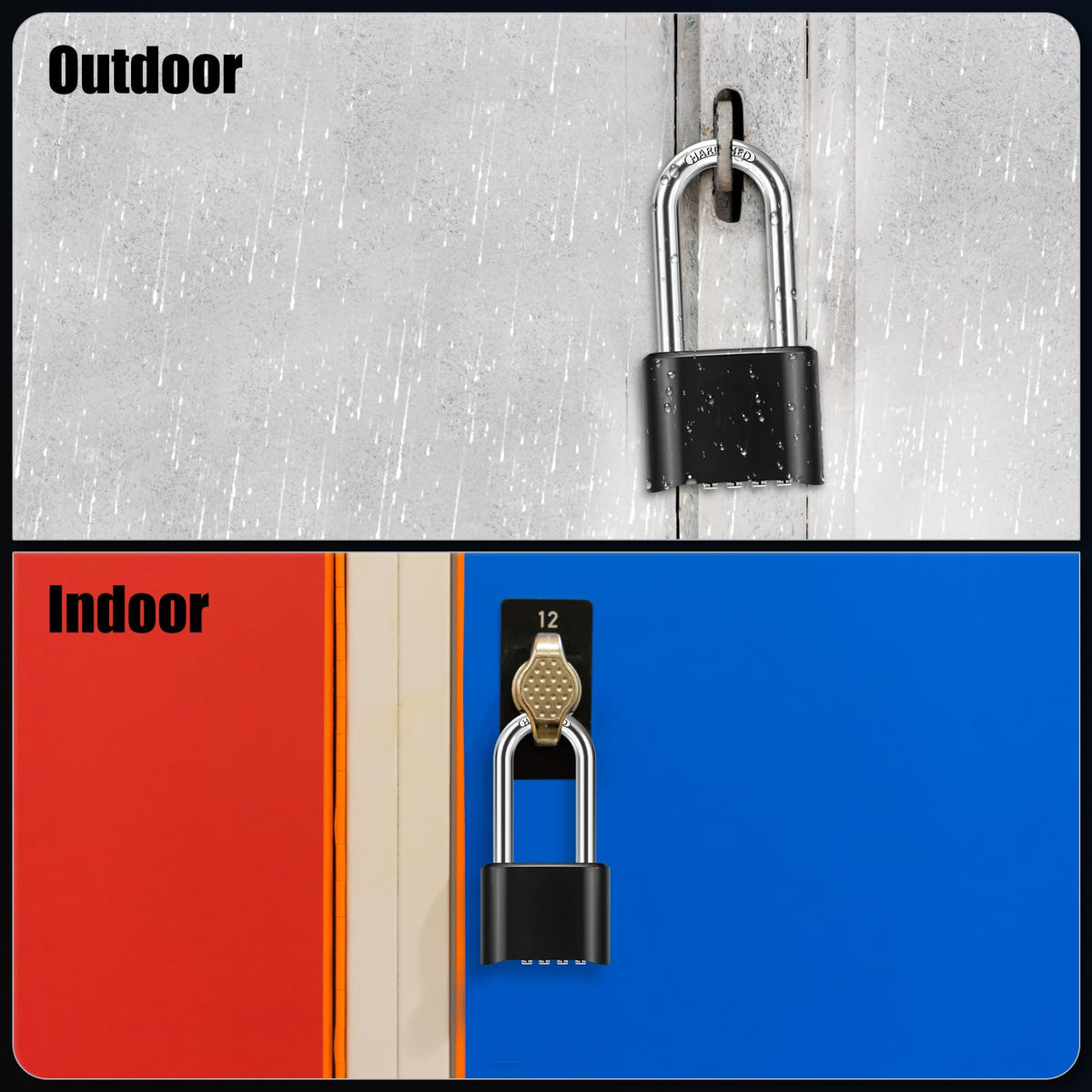 Diyife 2-Pack 2.5in Shackle Padlocks | Weatherproof, Resettable 4-Digit Combination