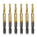 DKIBBITH 6-Piece Titanium Drill Tap Set SAE 10-32NC, 1/4-Inch Hex Shank