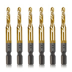 DKIBBITH 6-Piece Titanium Drill Tap Set SAE 10-32NC, 1/4-Inch Hex Shank