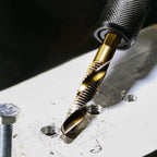 DKIBBITH 6-Piece Titanium Drill Tap Set SAE 10-32NC, 1/4-Inch Hex Shank