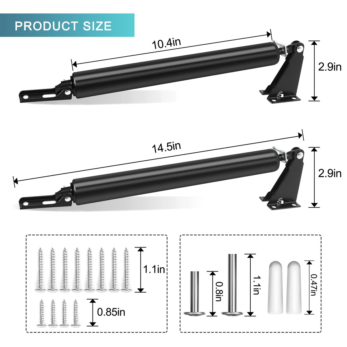 Dluno 2 Set Black Screen Door Closers – Heavy Duty Storm Door Shock, Adjustable, Smooth Closures