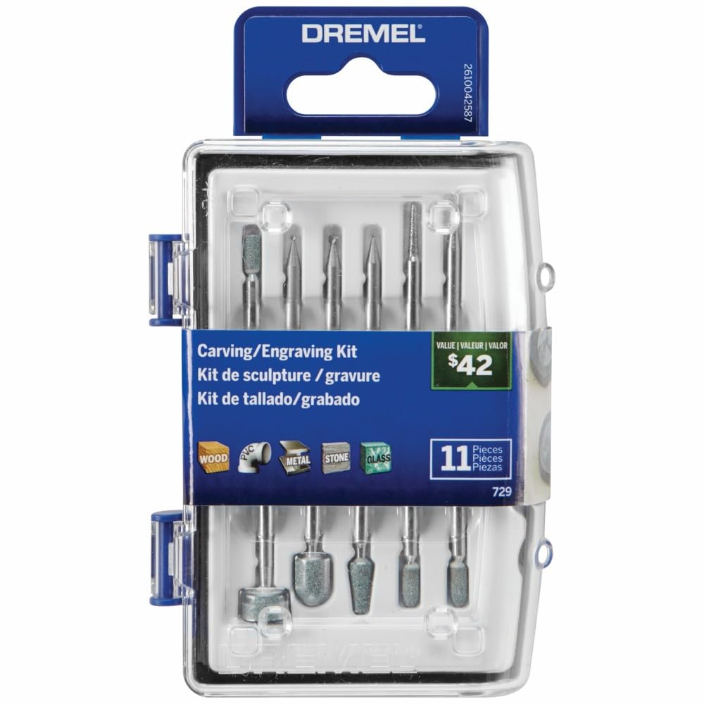 Dremel 729-01 11-Piece Carving & Engraving Micro Kit | Engraving Bits & Diamond Wheel Points