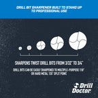 Drill Doctor DD750X Electric Drill Bit Sharpener – 3/32 to 3/4 Inch, High-Speed, Portable