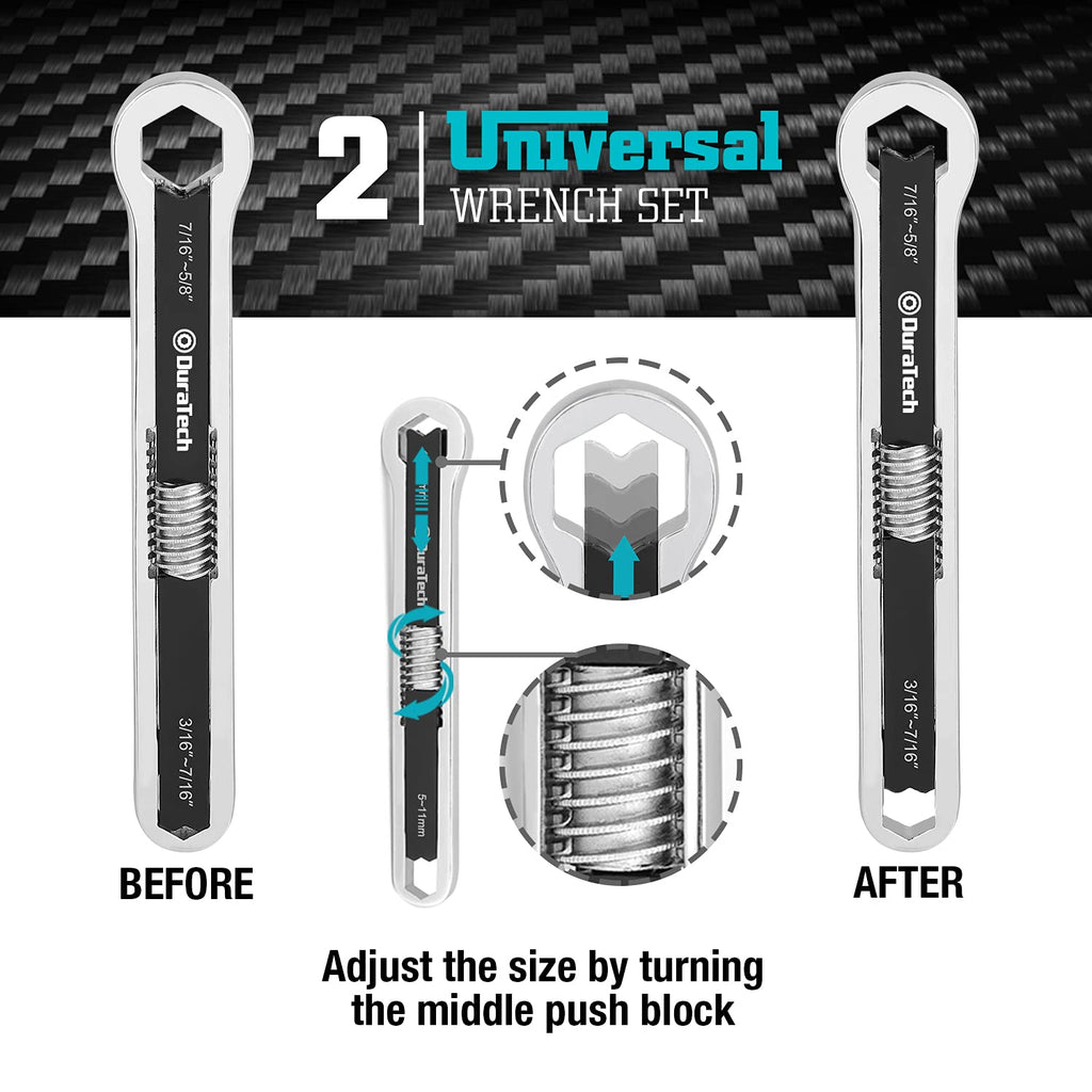 DURATECH Universal Wrench Set – 8in & 10in, SAE & Metric, 44 Sizes, Drop-Forged, ANSI Standard