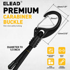 ELEAD 8-Piece 24-Inch Adjustable Bungee Cords with Hooks – Heavy Duty Carabiner Straps