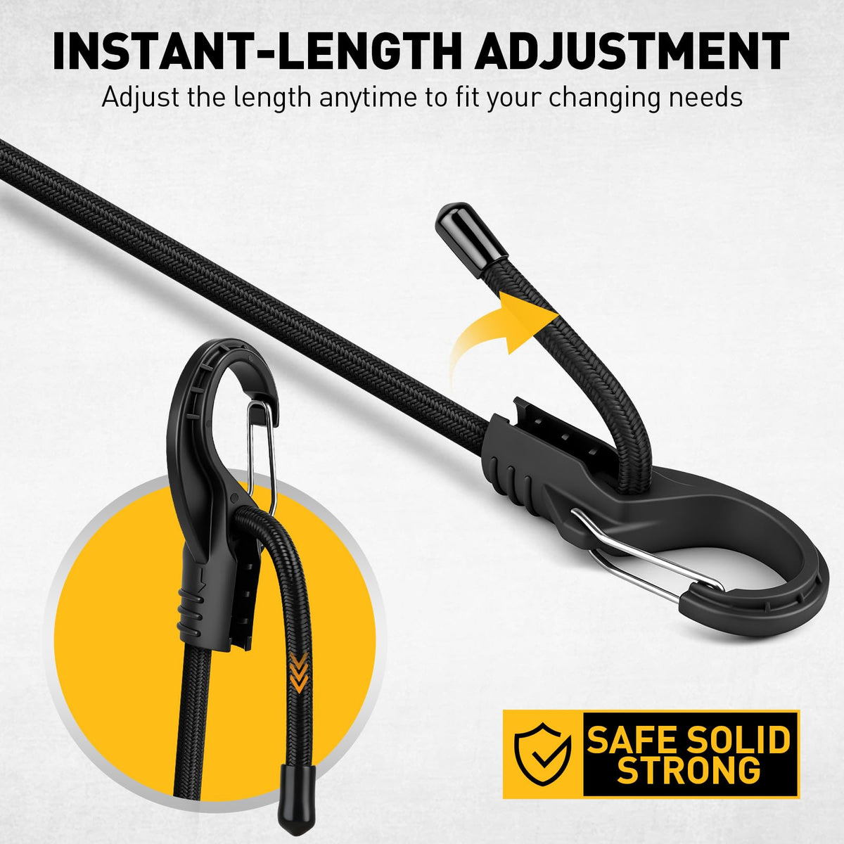 ELEAD 8-Piece 24-Inch Adjustable Bungee Cords with Hooks – Heavy Duty Carabiner Straps