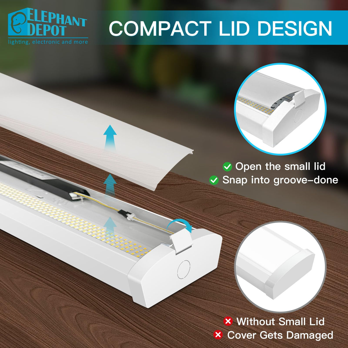 ELEPHANT DEPOT 4FT LED Wraparound Light – 4-Pack, 5500 lm, 5CCT, 0-10V Dimming, 120-277V