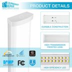 ELEPHANT DEPOT 4FT LED Wraparound Light – 4-Pack, 5500 lm, 5CCT, 0-10V Dimming, 120-277V
