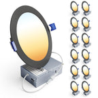 Ensenior 12-Pack 6-Inch LED Recessed Downlights – 5CCT Dimmable, 1200LM, Canless, IC/Wet Rated