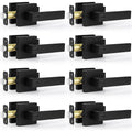 Estmoon 8-Pack Black Privacy Door Handles with Lock – Heavy-Duty Interior Levers for Bedroom & Bathroom