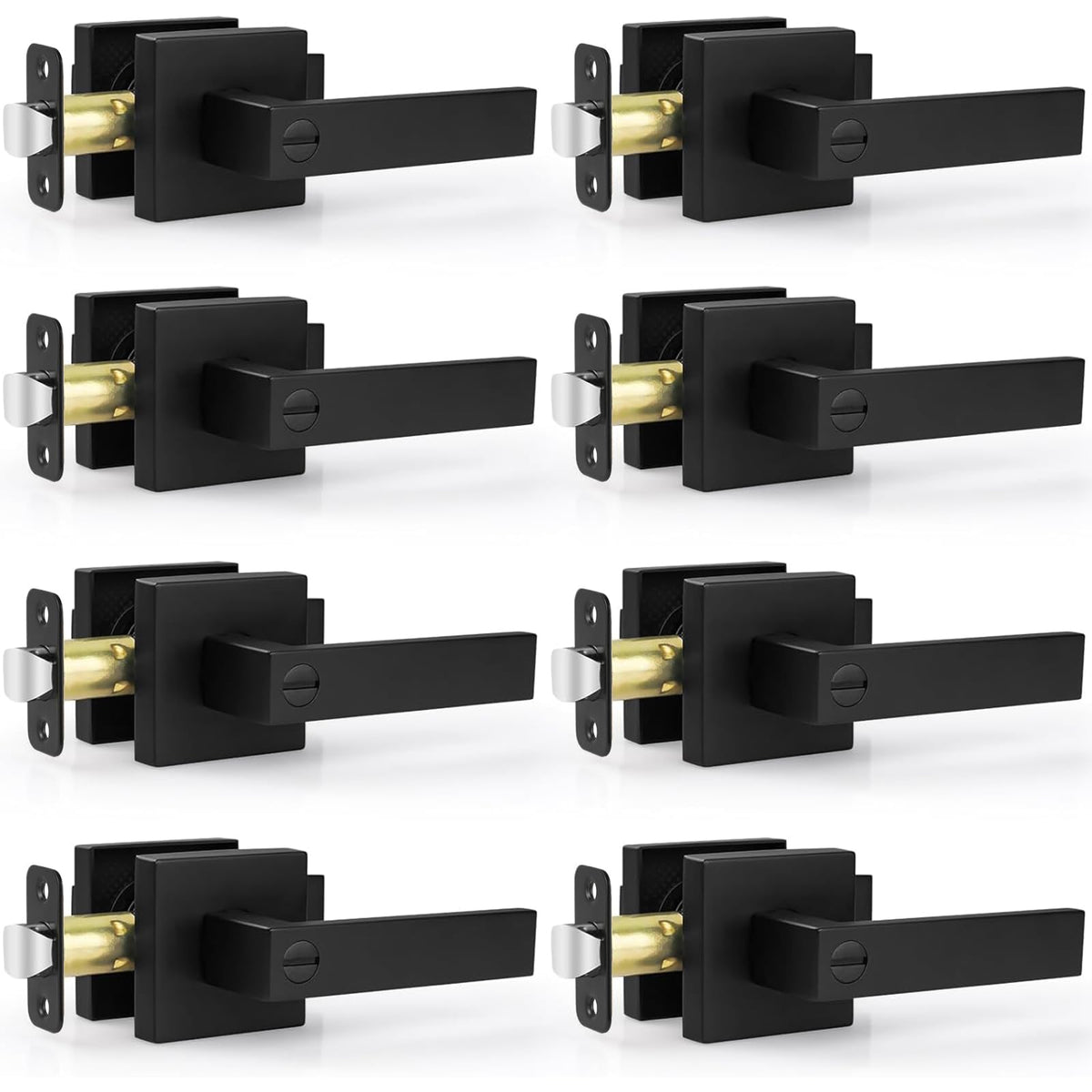 Estmoon 8-Pack Black Privacy Door Handles with Lock – Heavy-Duty Interior Levers for Bedroom & Bathroom