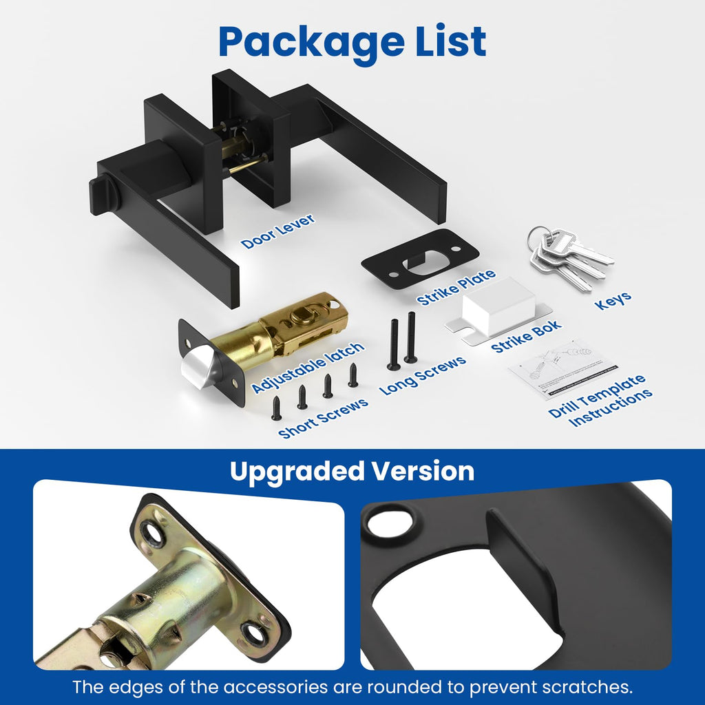 Estmoon Matte Black Door Lock Knob with Lock – Heavy-Duty Exterior Lockset