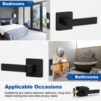 Estmoon 8-Pack Black Privacy Door Handles with Lock – Heavy-Duty Interior Levers for Bedroom & Bathroom