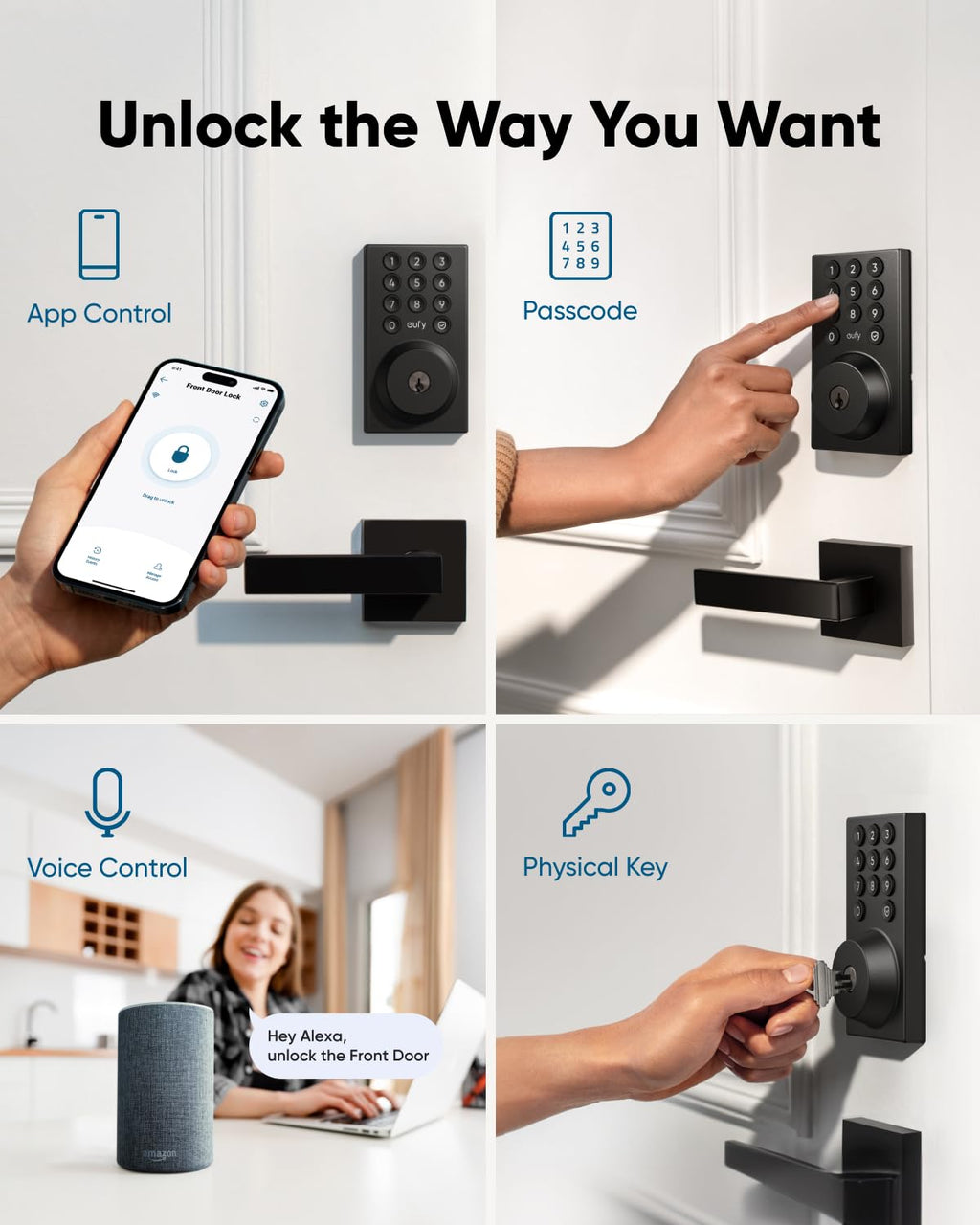 eufy Security Smart Lock C30 with Door Lever – Keyless Entry & Built-in Wi-Fi Deadbolt