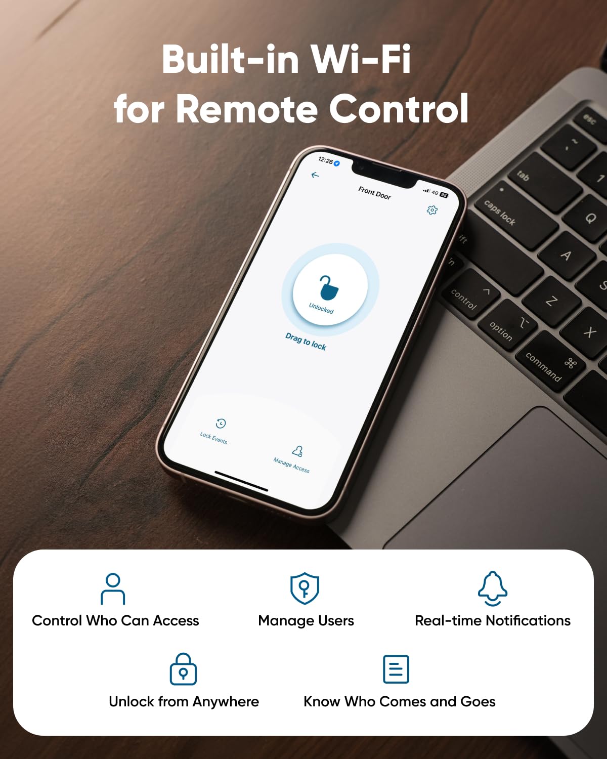 eufy Security Smart Lock C30 with Door Lever – Keyless Entry & Built-in Wi-Fi Deadbolt