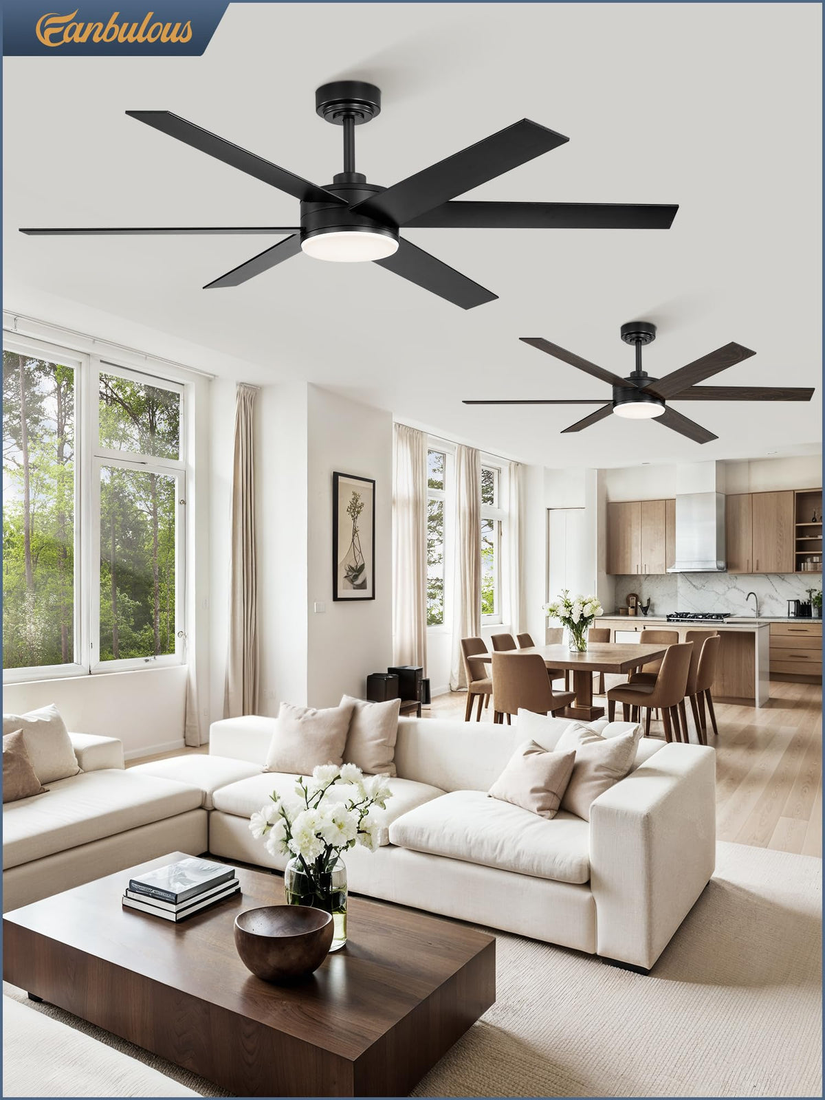 Fanbulous 56-Inch Ceiling Fan with Lights & Remote – Dimmable, Reversible DC Motor