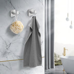 Fenas Heavy Duty Stainless Steel Towel Hooks – Wall Mounted Square Robe Hooks (Brushed Nickel) 2 Pack