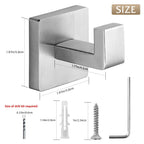 Fenas Heavy Duty Stainless Steel Towel Hooks – Wall Mounted Square Robe Hooks (Brushed Nickel) 2 Pack