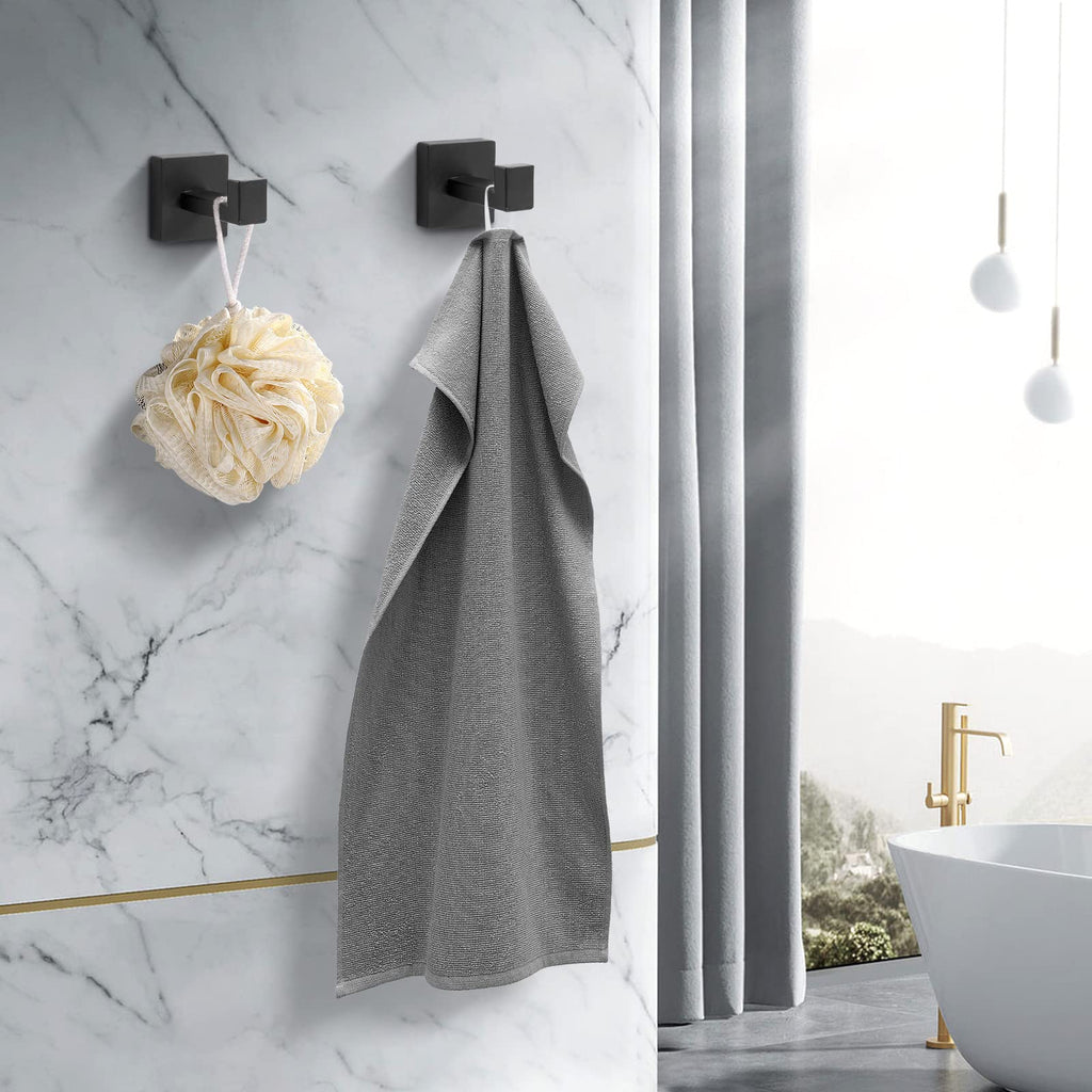 Fenas Heavy Duty Stainless Steel Towel Hooks – Matte Black Wall Mount, 2 Pack