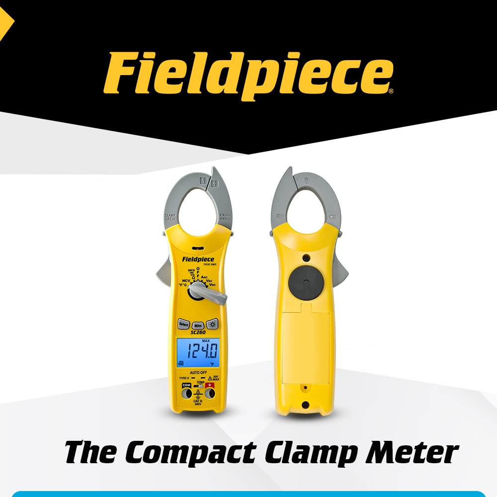 Fieldpiece SC260 Compact HVACR Clamp Meter – True RMS, Temperature, Capacitance & Backlight