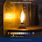 FLSNT CA11 E26 LED Candelabra Bulbs - Dimmable Amber Glass, 2200K, 330lm, 6-Pack, UL & CA65 Listed
