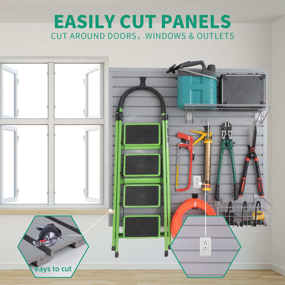 FRAYSCENT Slat Wall Paneling – PVC Garage Storage & Tool Organizer, Grey, 4x8