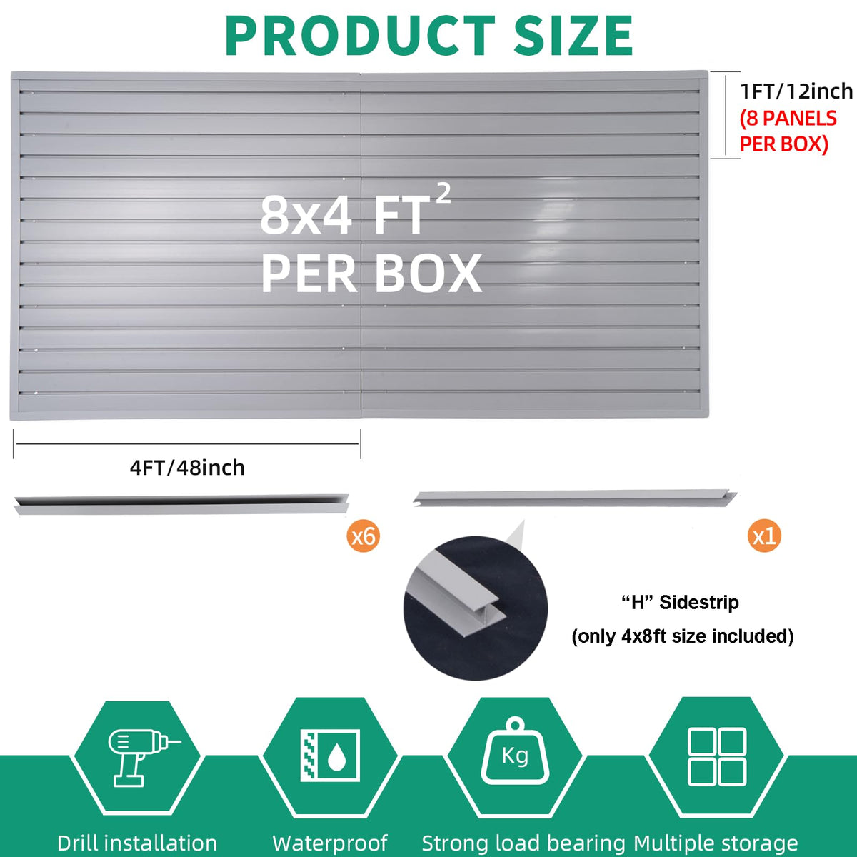 FRAYSCENT Slat Wall Paneling – PVC Garage Storage & Tool Organizer, Grey, 4x8