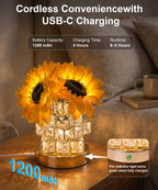 Fussion Sunflower Lamp - Cordless Night Light with 3 Color Temperatures