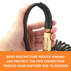 GASHER 1/4 x 10FT Black Reinforced Polyurethane Recoil Air Hose – Bend Restrictor & Quick Coupler
