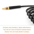 GASHER 1/4 x 10FT Black Reinforced Polyurethane Recoil Air Hose – Bend Restrictor & Quick Coupler