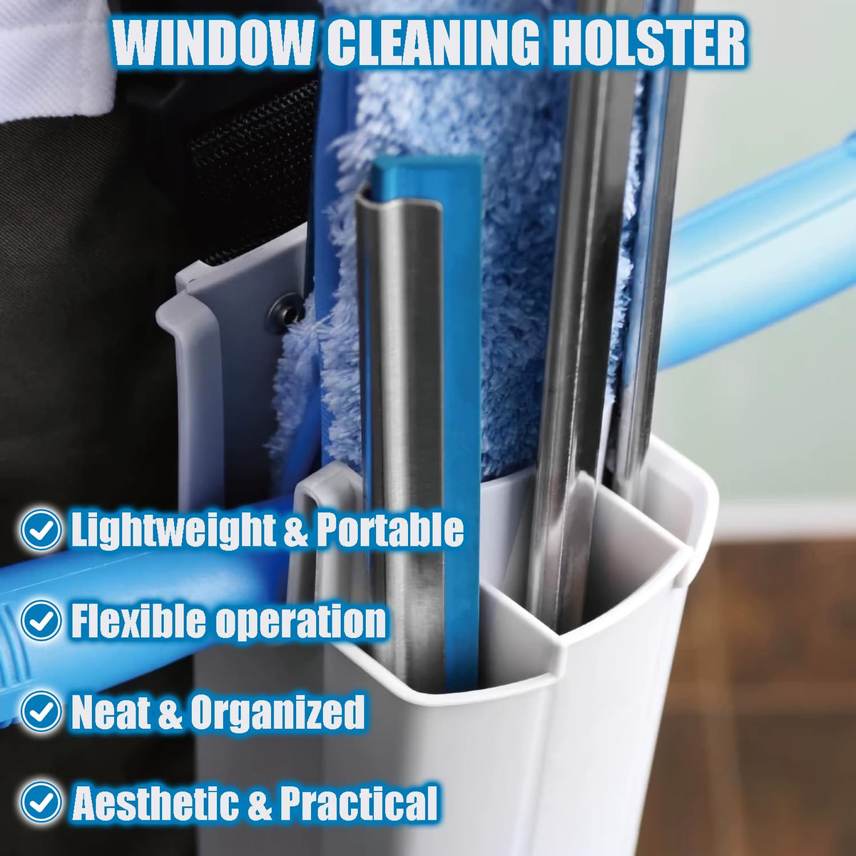 Generic Window Cleaning Holster with Belt, Quick-Connect Leg Strap, Removable Side Bucket – Multi-Tool Waist Kit