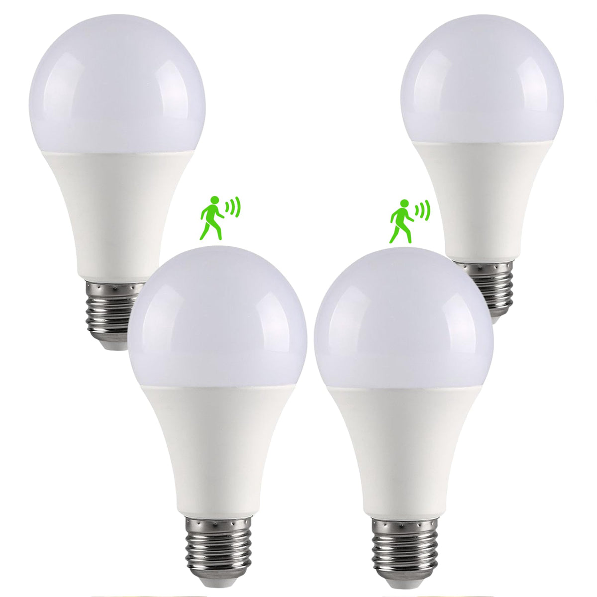 GEPLAD 4 Pack Motion Sensor LED Bulbs – 12W (100W Equivalent), Dusk-to-Dawn A19 E26