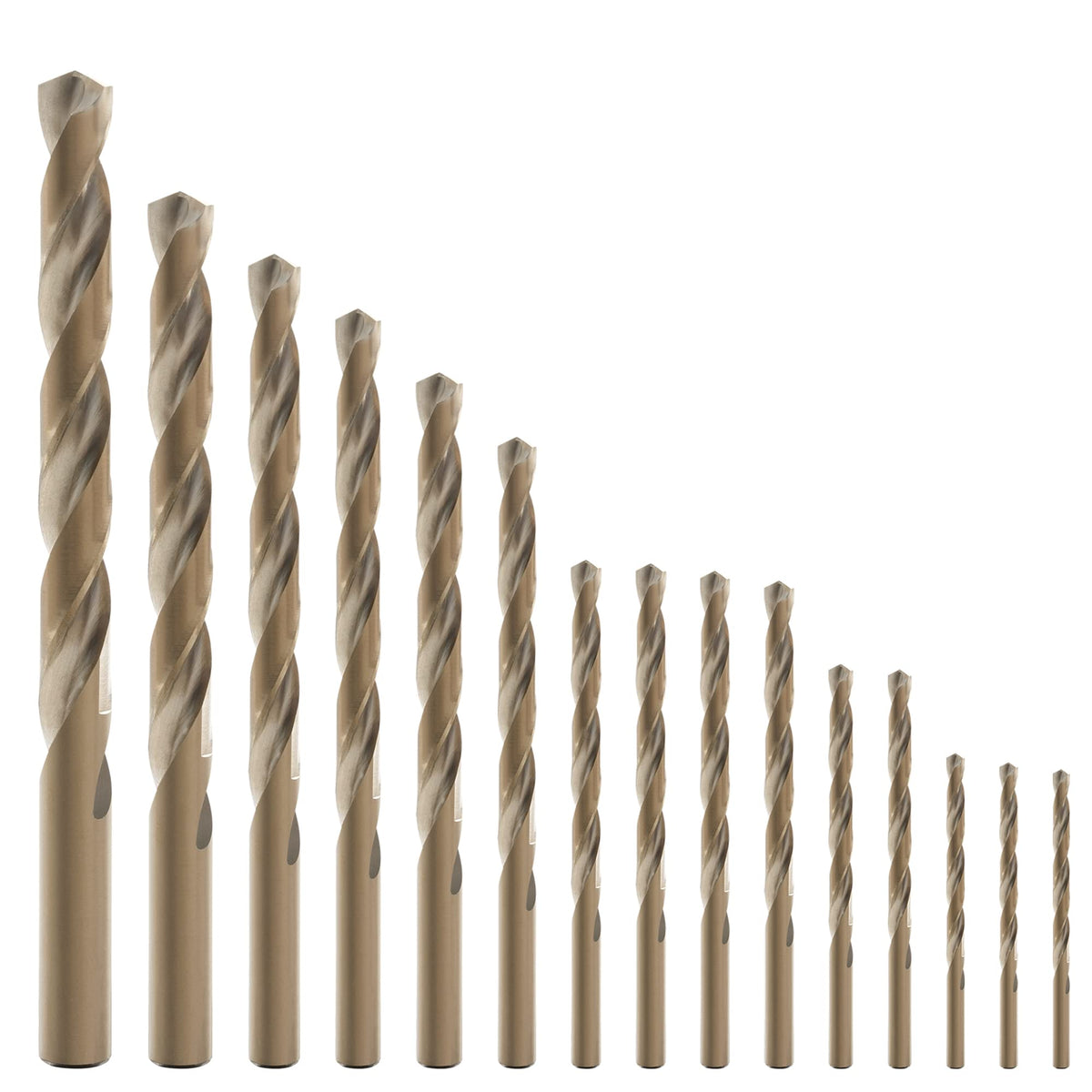 GMTOOLS 15Pcs Cobalt Drill Bit Set – M35 HSS, 135° Split Point, Jobber Length, Storage Case 1/16"-3/8"