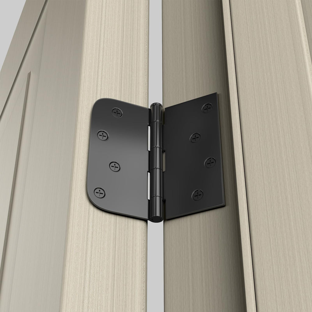 Goldenwarm 3 Pack 4in Black Door Hinges – Matte Black Iron Hinges with Square & Round Corners