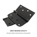 Goldenwarm 3 Pack 4in Black Door Hinges – Matte Black Iron Hinges with Square & Round Corners