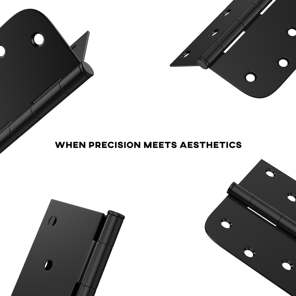 Goldenwarm 3 Pack 4in Black Door Hinges – Matte Black Iron Hinges with Square & Round Corners