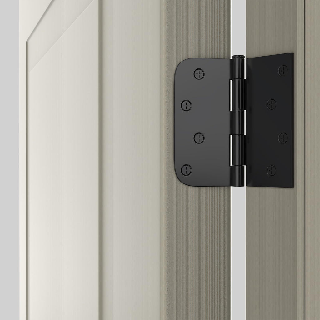 Goldenwarm 3 Pack 4in Black Door Hinges – Matte Black Iron Hinges with Square & Round Corners